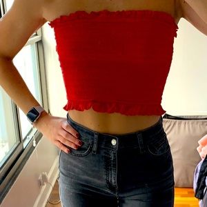 Never worn! H&M strapless crop top